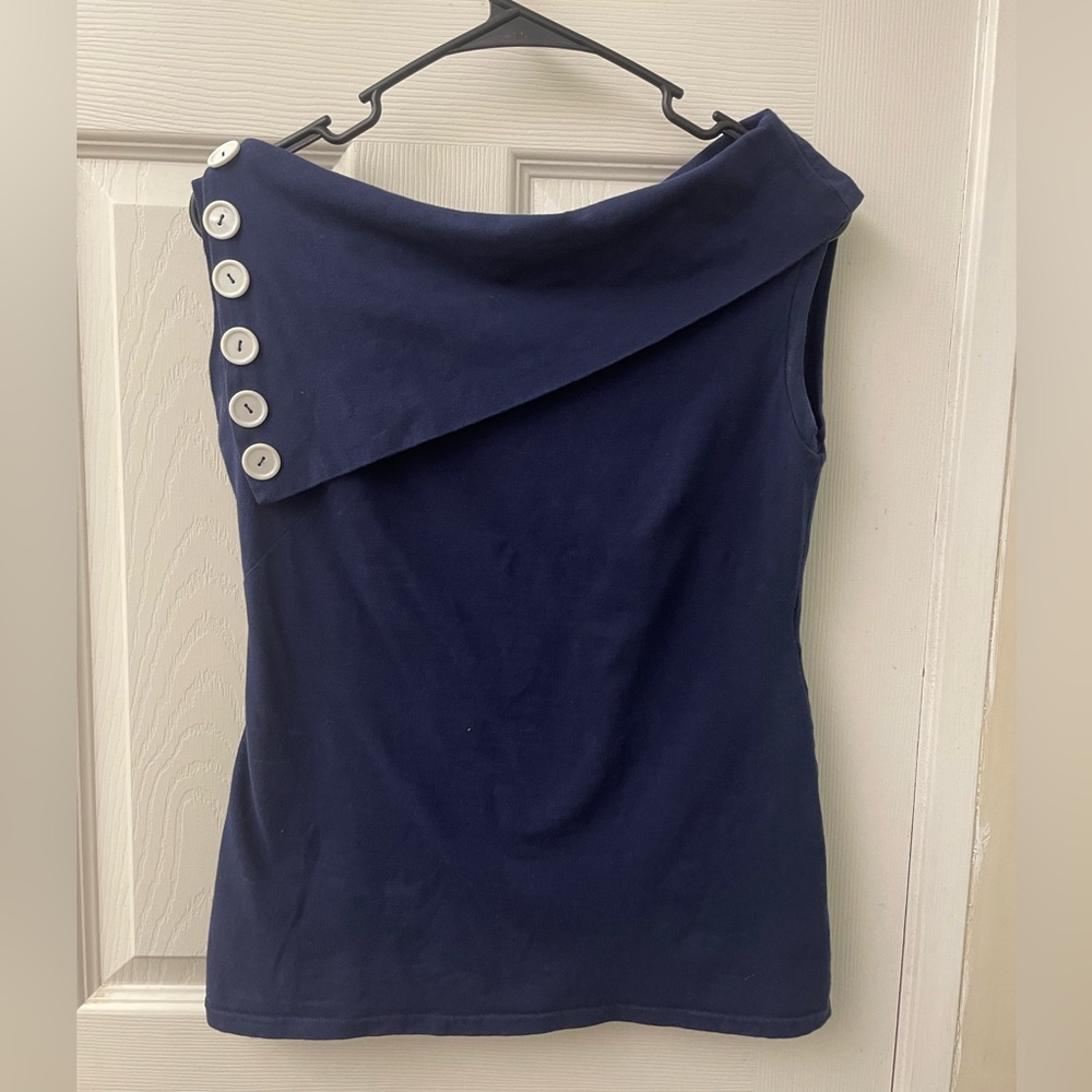 Blue stretchy retro top, size L
